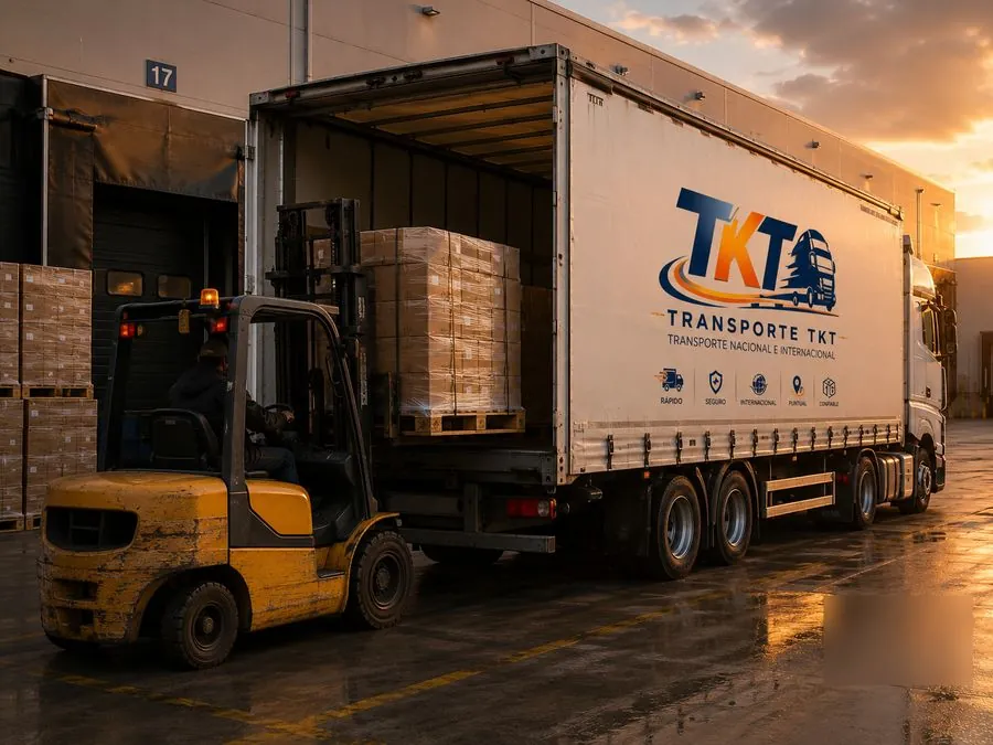Carga de mercancía en camión Transporte TKT en muelle