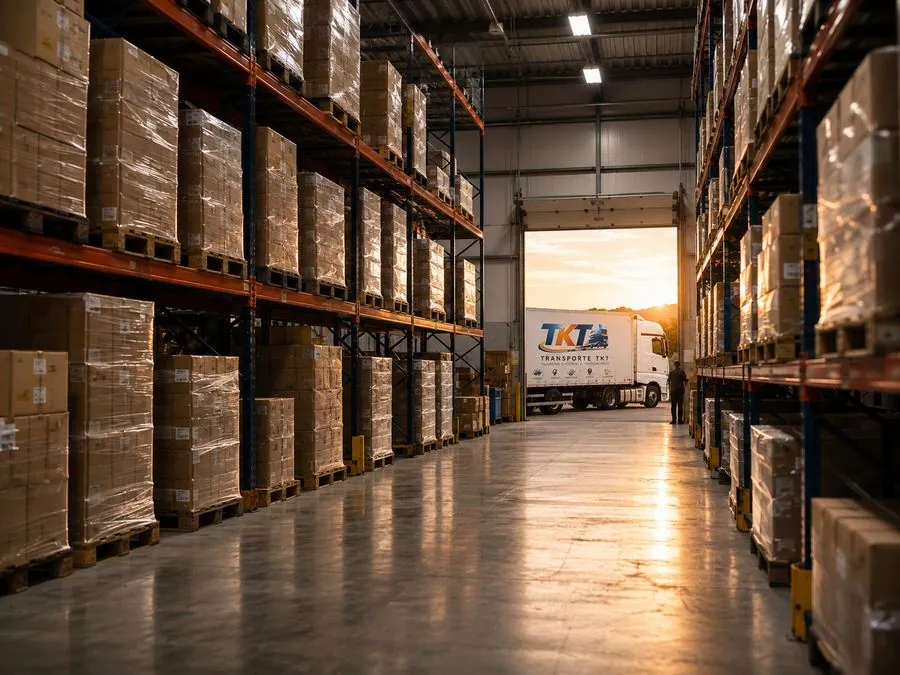 Almacén de distribución con camión Transporte TKT